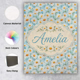 Personalised Name Elegant Cream Daisy Custom Modern Room Accent Creative Decorator Style Canvas Wall Art Print Decor Picture Ready to Hang