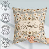 Custom Name Fresh White Daisy Meadow on Sky Blue Background Idea Square Filled Cushion Throw Pillow Sofa Bed Home Decor Zip Washable UK Made