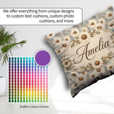 Custom Name Fresh White Daisy Meadow on Sky Blue Background Idea Square Filled Cushion Throw Pillow Sofa Bed Home Decor Zip Washable UK Made