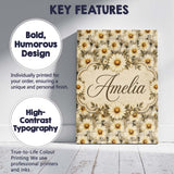Personalised Name Classic Daisy Clusters on Custom  Bespoke Interior Contemporary Canvas Wall Art Print Decor Picture Ready to Hang