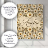 Personalised Name Classic Daisy Clusters on Custom  Bespoke Interior Contemporary Canvas Wall Art Print Decor Picture Ready to Hang