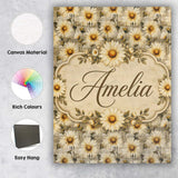Personalised Name Classic Daisy Clusters on Custom  Bespoke Interior Contemporary Canvas Wall Art Print Decor Picture Ready to Hang