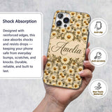 Classic Daisy Clusters on Soft Distressed Blue Custom Name Protective Phone Case Mobile Cover Durable Everyday Smartphone Shock Resistant