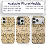 Classic Daisy Clusters on Soft Distressed Blue Custom Name Protective Phone Case Mobile Cover Durable Everyday Smartphone Shock Resistant