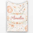 Soft Coral Floral Hot Air Balloon Sky Pattern Seamless Watercolour  Personalised Custom Name Super Soft Fleece Blanket Bed Sofa Throw