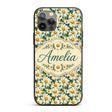 Soft Floral Daisy Trail on Muted Aqua Vintage Custom Name Protective Phone Case Mobile Cover Durable Everyday Smartphone Shock Resistant