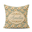 Custom Name Pastel Fern Leaves in Soft Botanical Pattern Lovely Square Filled Cushion Throw Pillow Sofa Bed Home Decor Zip Washable UK Made