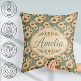 Custom Name Pastel Fern Leaves in Soft Botanical Pattern Lovely Square Filled Cushion Throw Pillow Sofa Bed Home Decor Zip Washable UK Made