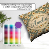 Custom Name Pastel Fern Leaves in Soft Botanical Pattern Lovely Square Filled Cushion Throw Pillow Sofa Bed Home Decor Zip Washable UK Made