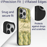 Earthy Fern Pattern on Warm Yellow Green Abstract Custom Name Protective Phone Case Mobile Cover Durable Everyday Smartphone Shock Resistant