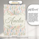 Soft Pastel Fern Leaves on Light Neutral Background Cute Unique Gift  Personalised Custom Name Super Soft Fleece Blanket Bed Sofa Throw
