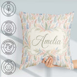 Custom Name Soft Pastel Fern Leaves on Light Neutral Background Square Filled Cushion Throw Pillow Sofa Bed Home Decor Zip Washable UK Made