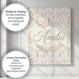 Personalised Name Soft Pastel Fern Leaves Custom  Unique Gift Idea Elegant Feature Canvas Wall Art Print Decor Picture Ready to Hang