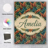 Personalised Name Vibrant Tropical Leaf Custom  Modern Room Accent Elegant Feature Canvas Wall Art Print Decor Picture Ready to Hang