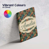 Personalised Name Vibrant Tropical Leaf Custom  Modern Room Accent Elegant Feature Canvas Wall Art Print Decor Picture Ready to Hang