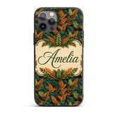 Lush Tropical Foliage in Rich Green and Amber Custom Name Protective Phone Case Mobile Cover Durable Everyday Smartphone Shock Resistant