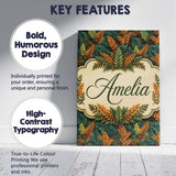 Personalised Name Lush Tropical Foliage in Custom  Unique Gift Idea Elegant Feature Canvas Wall Art Print Decor Picture Ready to Hang