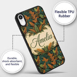 Lush Tropical Foliage in Rich Green and Amber Custom Name Protective Phone Case Mobile Cover Durable Everyday Smartphone Shock Resistant