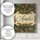 Personalised Name Lush Tropical Foliage in Custom  Unique Gift Idea Elegant Feature Canvas Wall Art Print Decor Picture Ready to Hang