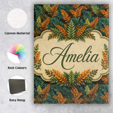 Personalised Name Lush Tropical Foliage in Custom  Unique Gift Idea Elegant Feature Canvas Wall Art Print Decor Picture Ready to Hang