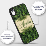 Lush Green Fern Jungle Seamless Botanical Pattern Custom Name Protective Phone Case Mobile Cover Durable Everyday Smartphone Shock Resistant