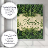 Personalised Name Lush Green Fern Jungle Custom  Unique Gift Idea Elegant Feature Canvas Wall Art Print Decor Picture Ready to Hang