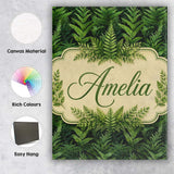 Personalised Name Lush Green Fern Jungle Custom  Unique Gift Idea Elegant Feature Canvas Wall Art Print Decor Picture Ready to Hang