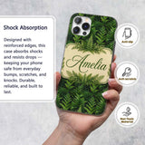 Lush Green Fern Jungle Seamless Botanical Pattern Custom Name Protective Phone Case Mobile Cover Durable Everyday Smartphone Shock Resistant