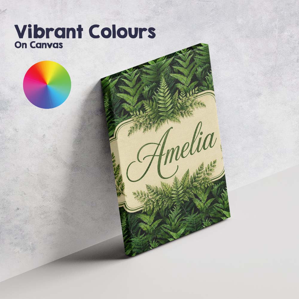 Personalised Name Lush Green Fern Jungle Custom  Unique Gift Idea Elegant Feature Canvas Wall Art Print Decor Picture Ready to Hang