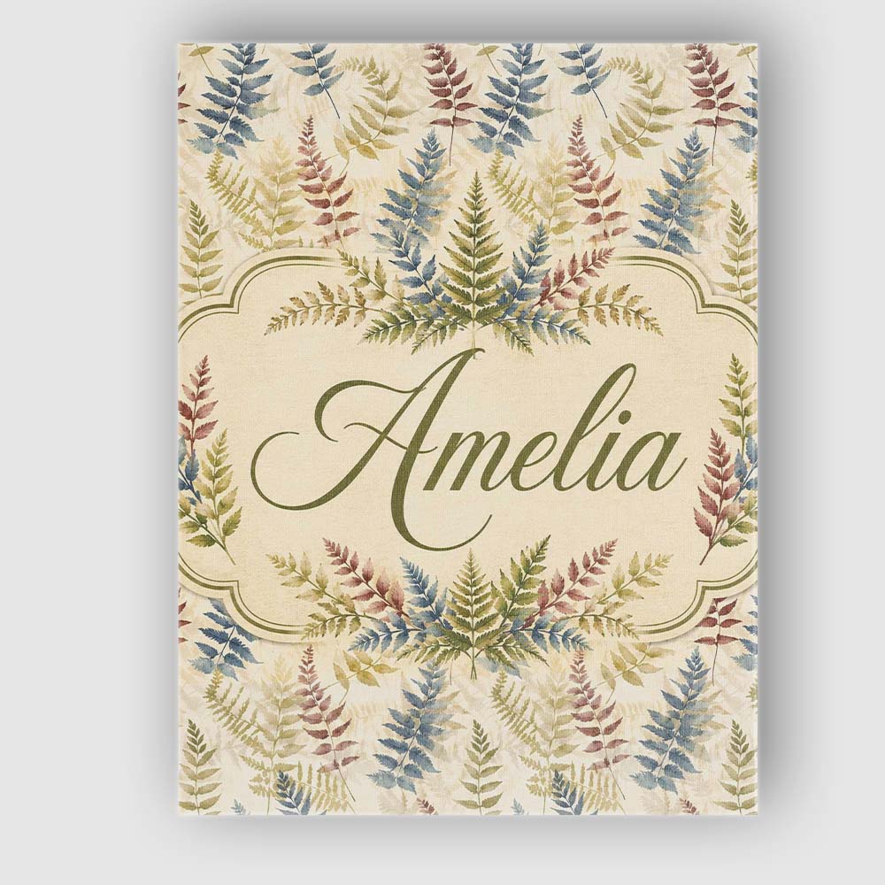 Personalised Name Muted Multicolour Fern Custom  Unique Gift Idea Elegant Feature Canvas Wall Art Print Decor Picture Ready to Hang