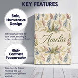Personalised Name Muted Multicolour Fern Custom  Unique Gift Idea Elegant Feature Canvas Wall Art Print Decor Picture Ready to Hang