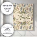 Personalised Name Muted Multicolour Fern Custom  Unique Gift Idea Elegant Feature Canvas Wall Art Print Decor Picture Ready to Hang