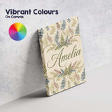 Personalised Name Muted Multicolour Fern Custom  Unique Gift Idea Elegant Feature Canvas Wall Art Print Decor Picture Ready to Hang
