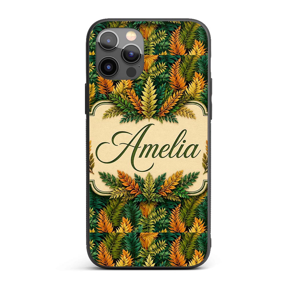 Autumn Multicolour Leaf Botanical Printed Design Custom Name Protective Phone Case Mobile Cover Durable Everyday Smartphone Shock Resistant