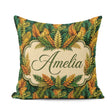 Custom Name Autumn Multicolour Leaf Botanical Seamless Pattern Square Filled Cushion Throw Pillow Sofa Bed Home Decor Zip Washable UK Made