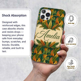 Autumn Multicolour Leaf Botanical Printed Design Custom Name Protective Phone Case Mobile Cover Durable Everyday Smartphone Shock Resistant