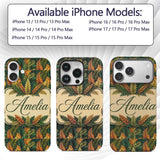 Autumn Multicolour Leaf Botanical Printed Design Custom Name Protective Phone Case Mobile Cover Durable Everyday Smartphone Shock Resistant