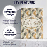 Personalised Name Earthy Toned Palm Leaf Custom  Unique Gift Idea Elegant Feature Canvas Wall Art Print Decor Picture Ready to Hang
