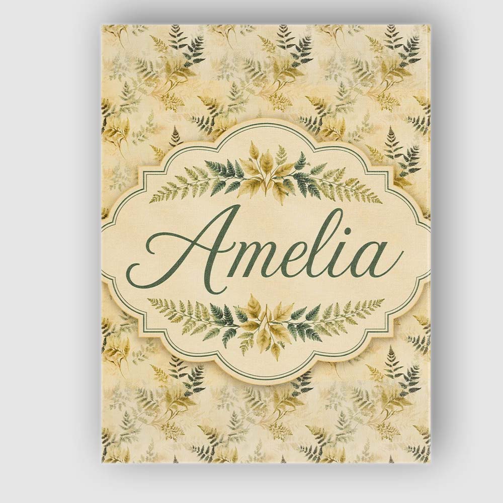 Personalised Name Soft Beige Fern Botanical Custom  Bespoke Interior Contemporary Canvas Wall Art Print Decor Picture Ready to Hang