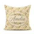 Custom Name Soft Beige Fern Botanical Watercolor Seamless Lovely Square Filled Cushion Throw Pillow Sofa Bed Home Decor Zip Washable UK Made