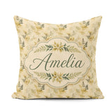 Custom Name Soft Beige Fern Botanical Watercolor Seamless Lovely Square Filled Cushion Throw Pillow Sofa Bed Home Decor Zip Washable UK Made