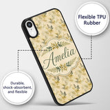 Soft Beige Fern Botanical Watercolor Seamless Custom Name Protective Phone Case Mobile Cover Durable Everyday Smartphone Shock Resistant