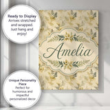 Personalised Name Soft Beige Fern Botanical Custom  Bespoke Interior Contemporary Canvas Wall Art Print Decor Picture Ready to Hang