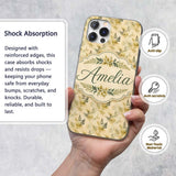Soft Beige Fern Botanical Watercolor Seamless Custom Name Protective Phone Case Mobile Cover Durable Everyday Smartphone Shock Resistant