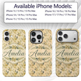 Soft Beige Fern Botanical Watercolor Seamless Custom Name Protective Phone Case Mobile Cover Durable Everyday Smartphone Shock Resistant