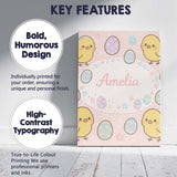 Personalised Name Cute Easter Chick Eggs Cartoon Animal Pattern Custom  Statement Canvas Wall Art Print Decor Picture Ready to Hang