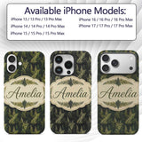 Dark Green Dense Fern Forest Seamless Pattern Custom Name Protective Phone Case Mobile Cover Durable Everyday Smartphone Shock Resistant