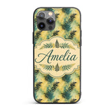 Teal and Yellow Fern Abstract Botanical Seamless Custom Name Protective Phone Case Mobile Cover Durable Everyday Smartphone Shock Resistant