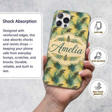 Teal and Yellow Fern Abstract Botanical Seamless Custom Name Protective Phone Case Mobile Cover Durable Everyday Smartphone Shock Resistant