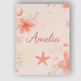 Personalised Name Coral Starfish Ocean Floral Pattern Seamless Custom Modern Room Accent Canvas Wall Art Print Decor Picture Ready to Hang